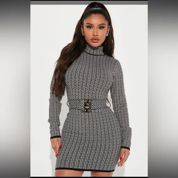 fashion nova long sleeve mini dress Fashion Nova Purple Long Sleeve Women's Mini Dress With Belt Sz S
